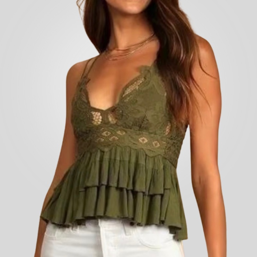 Free People Adella Cami in Moss NWOT